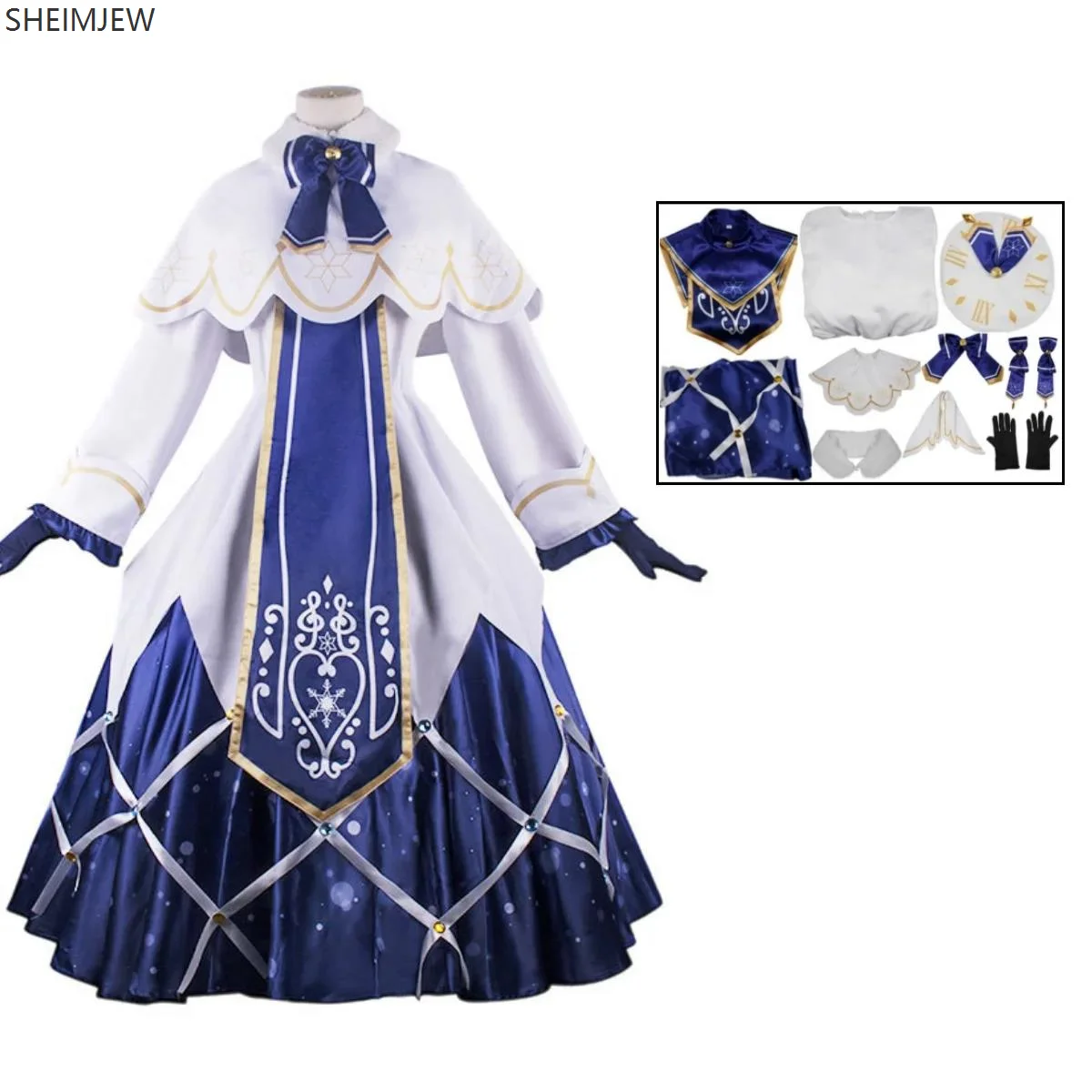 

Anime Cute Girl Role Play Snow Blue Costume Cute Lolita Dress Uniform Carnival Party Carnival Show Wig Cake Skirt Dress Costume