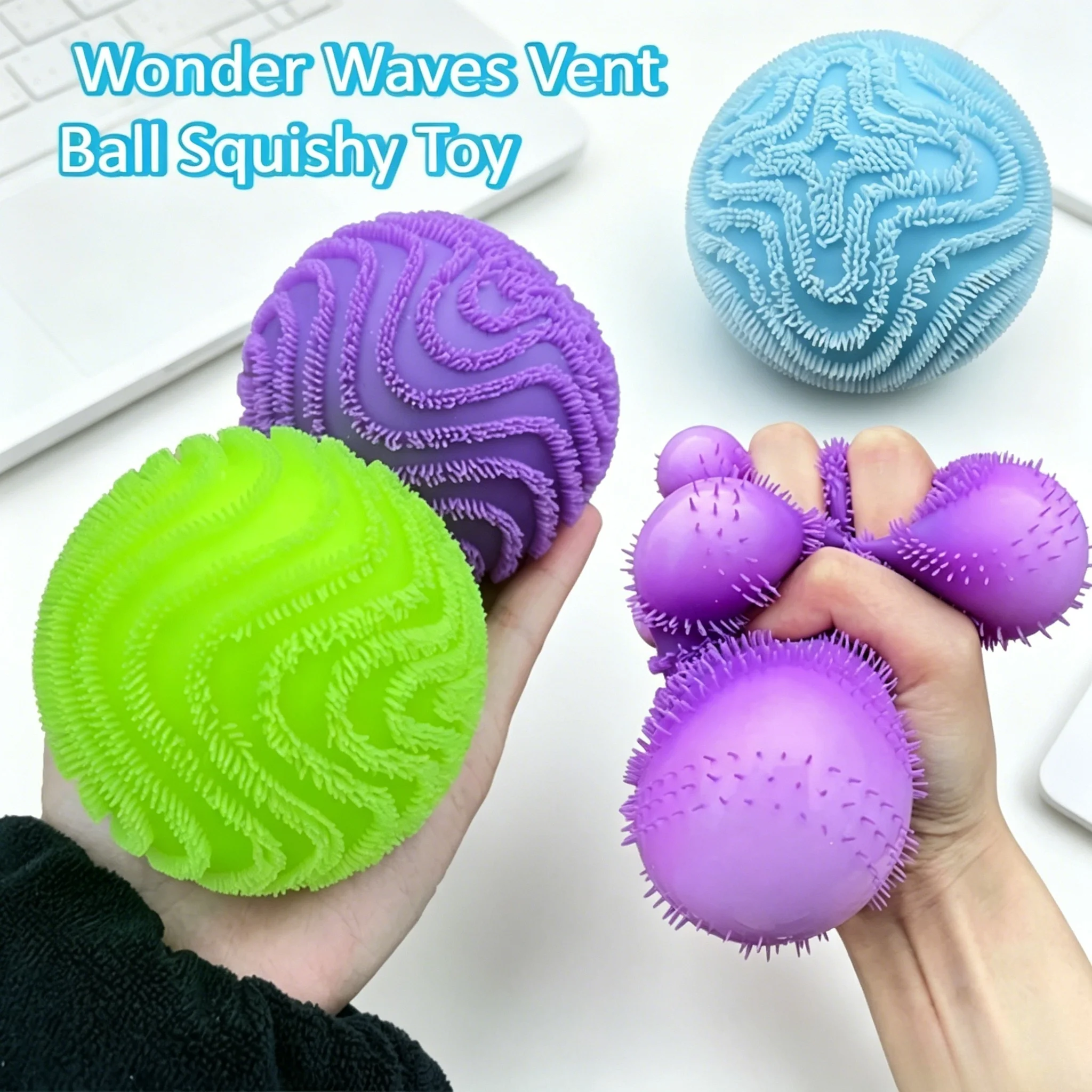 Textured Fuzz Ball Vent Squishy Fidget Ball Soft Squeeze Fun Stress Relief Anti-Anxiety Calming Sensory Decompression Toy