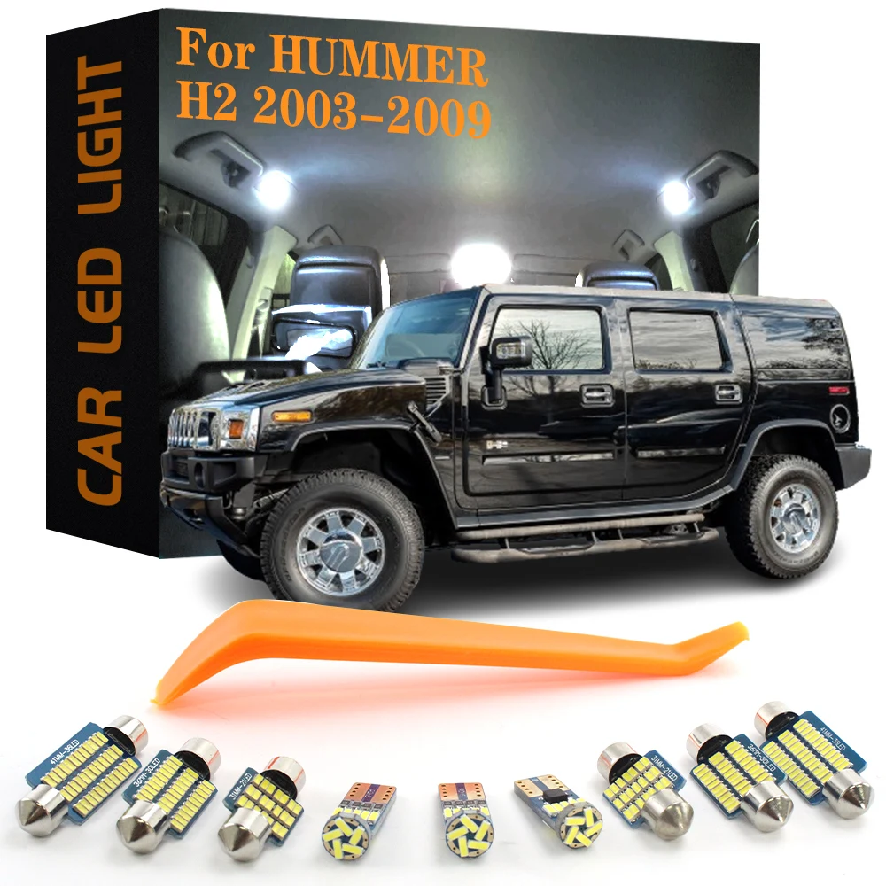 17pcs Canbus Car Accessories LED Interior Lights For Hummer H2 2003 2004 2005 2006 2007 2008 2009 No Error Auto Dome Trunk Lamps