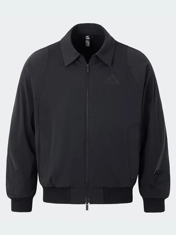 

Adidas Men's Black Collared Zip - Up Jacket, Lightweight, Ideal for Daily & Sports