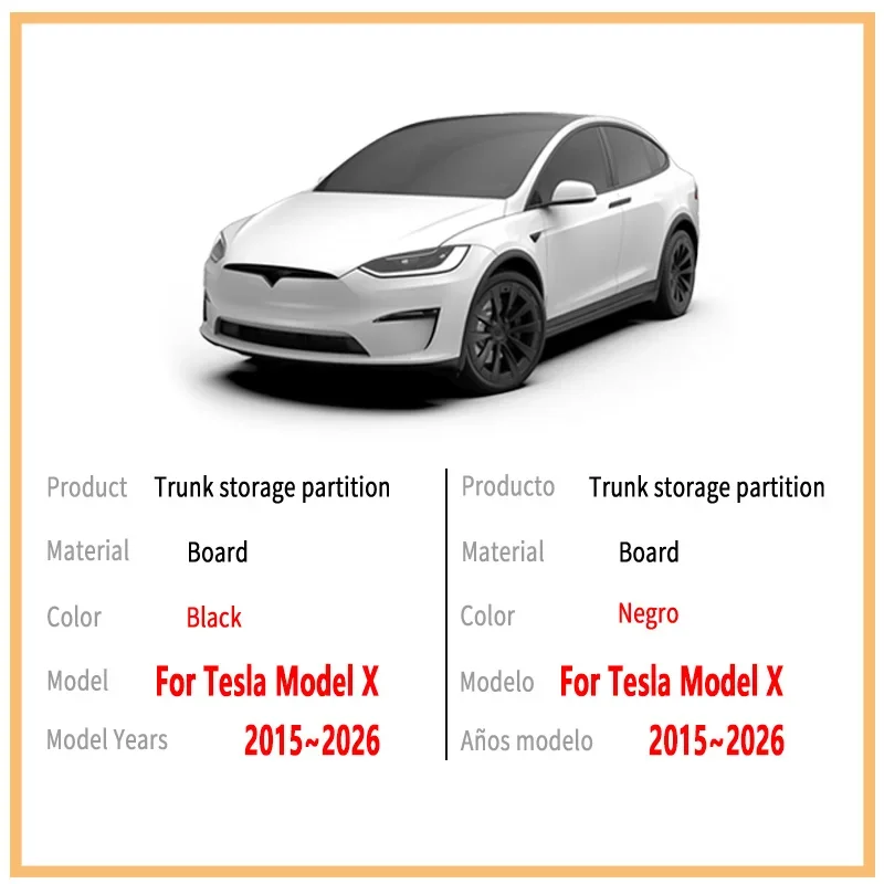 For Tesla Model X 2015~2026 2025 Car Organizer Thickening Trunk Side Partition Trunk Interior Storage Box Parts