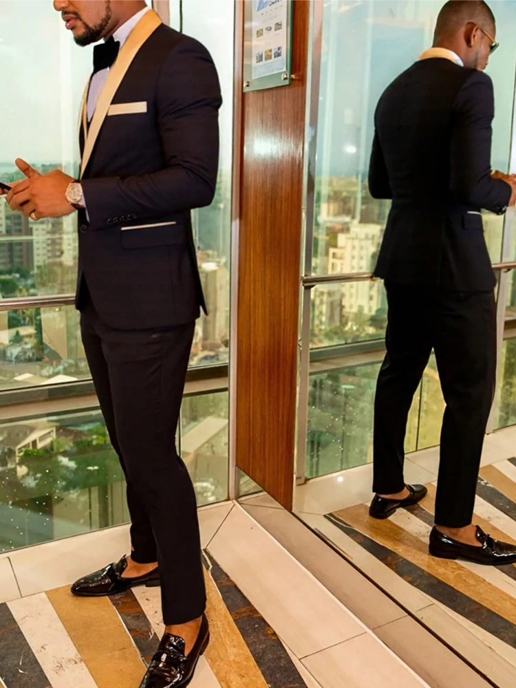 Мужской костюм-тройка, включая смокинг, комплект приталенного костюма, пиджак, жилет и брюки, подходит для танцевальных вечеринок, банков.