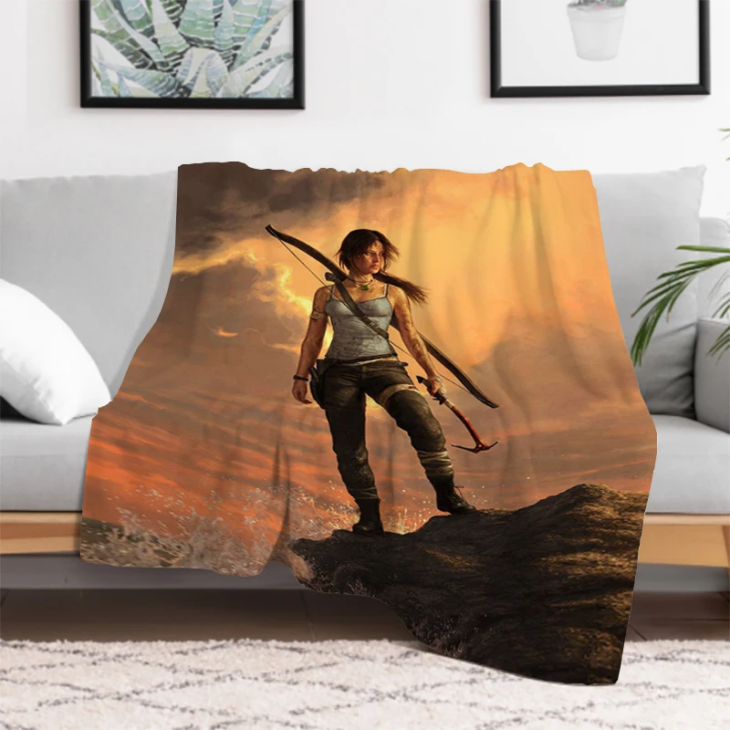 Hot Video Game Tomb Raider Blanket Microfiber Bedding Bed Blankets for Decorative Sofa Soft Plaid With Print Plead Cover Downy