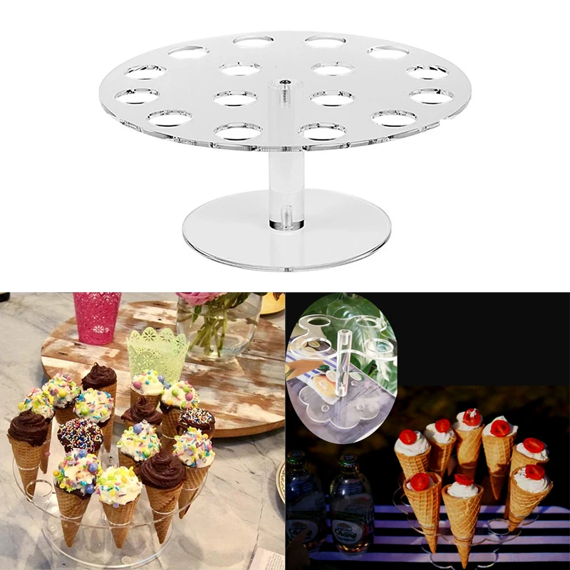 4/6/8/12/16 Holes Ice Cream Acrylic Holder Cupcake Ice Cream Cones Holder Stand For Wedding Party Buffet Display