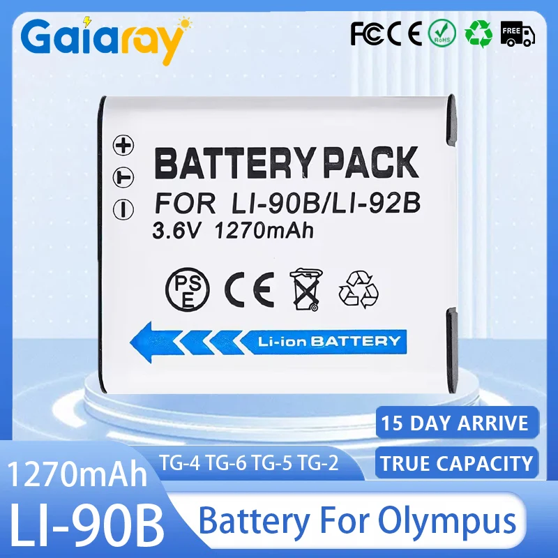 Li-90B Li-92B Camera Battery 1270mAh Rechargeable Battery for Olympus Tough TG-4 TG-6 TG-5 TG-2 TG-1 IHS SH-1 SH-2 SH-60 SH-50