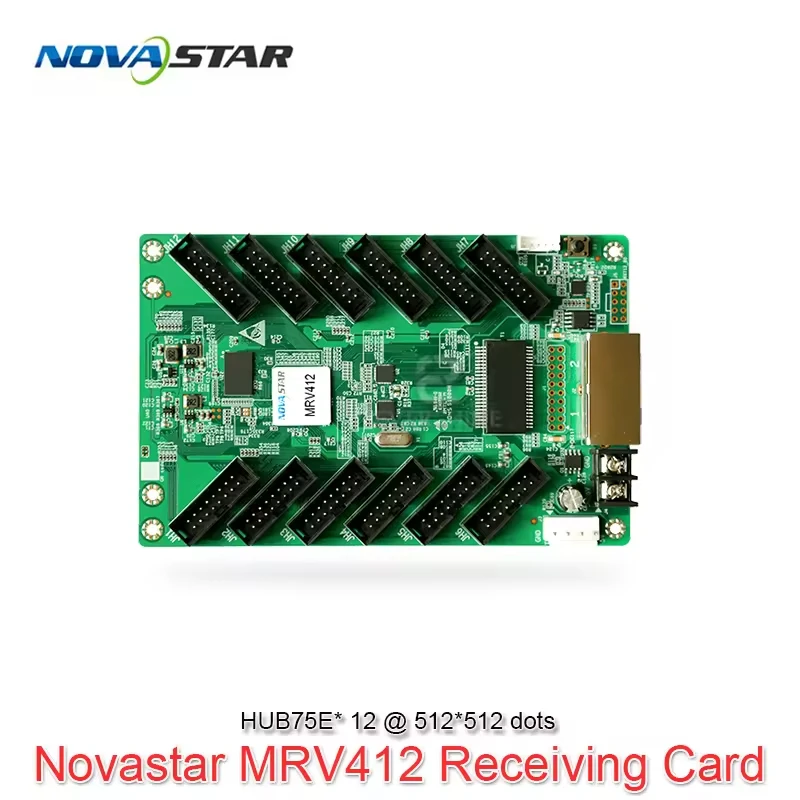 بطاقة استقبال شاشة عرض LED Novastar MRV412-N مع 12 * منافذ HUB75E بطاقة استقبال الإعلانات الرقمية
