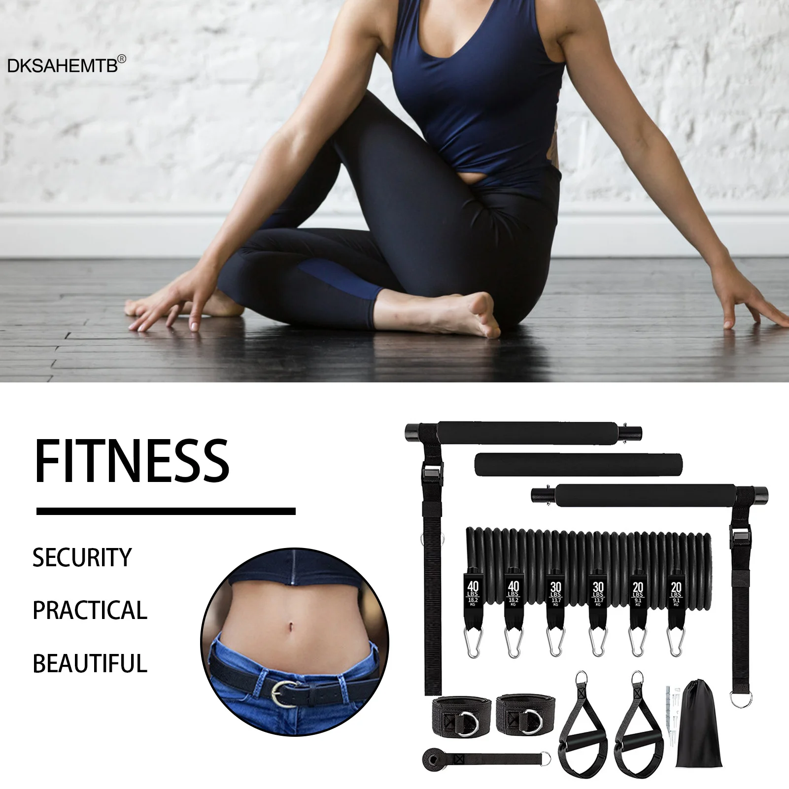 

11pcs Yoga Fitness Resistance Belt Set Reinforced Pilates Elastic Rope With Hook Multifunction Yoga Fitness Equipment For Women