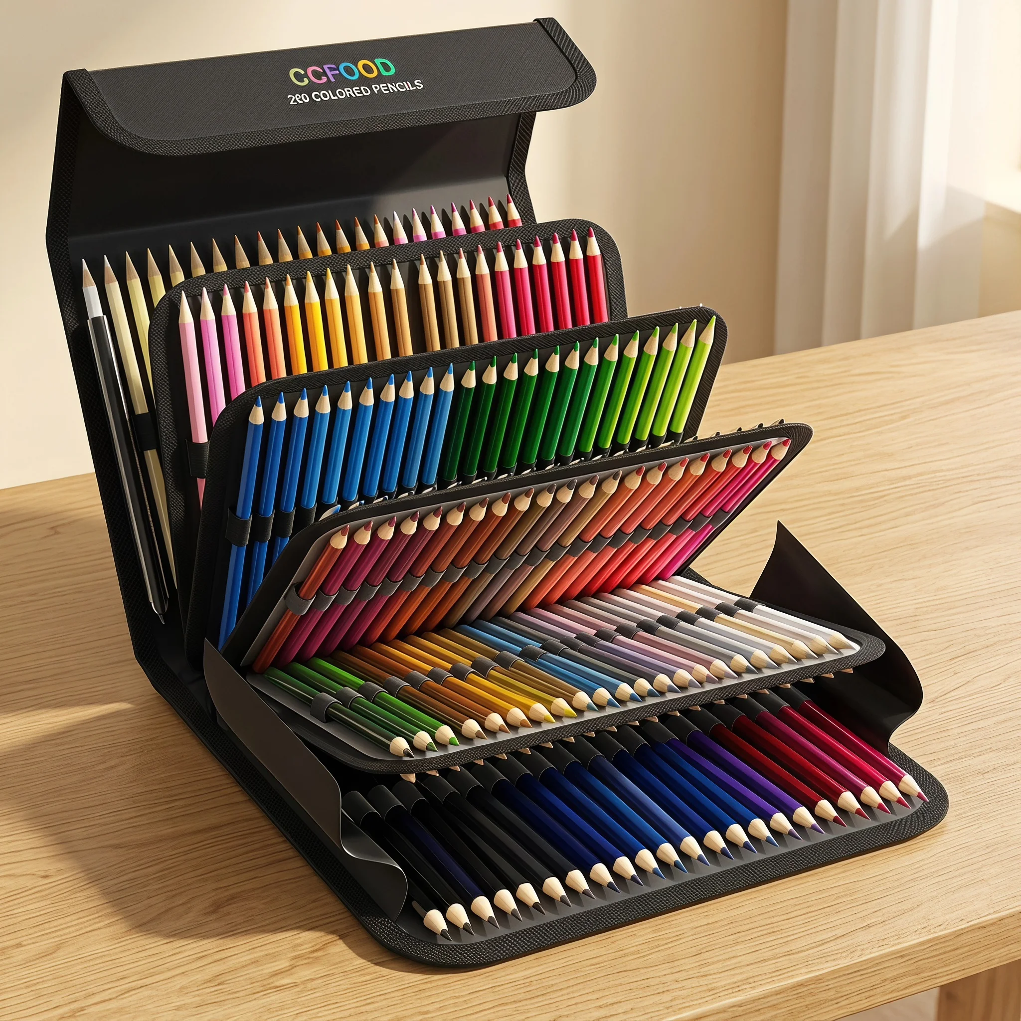 1pc 72/120/260-Slot Colored Pencil Case,with Zipper Closure,Multilayer Organizer for Artists,Pencil,Making It Portable