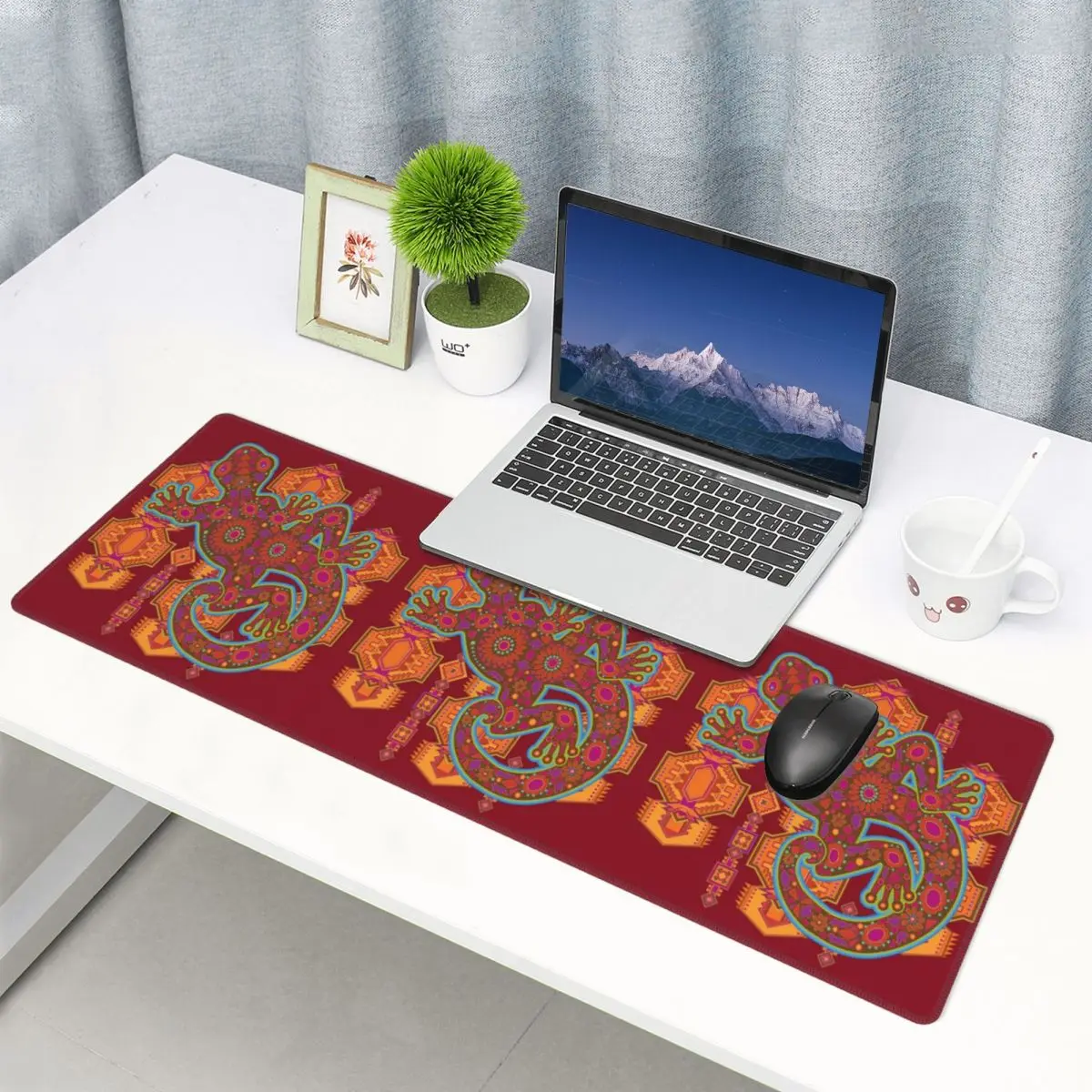 Large Mouse Pad Ethnic Tribal Lizard Salamander Gamer PC Laptop Mats Keyboard Carpet Computer Gaming Office Accessories Desk Mat