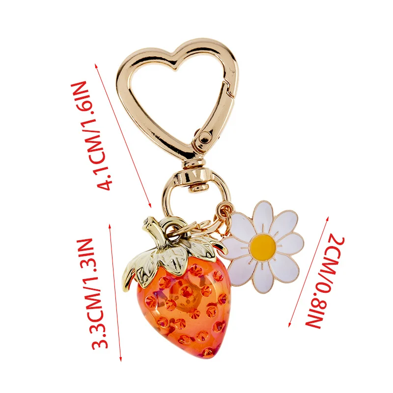 New Strawberry Keychain Keyring Stylish Pendant Keychains Flower Keyrings Ornament Backpack Pendants Gift for Fashion Jewelry