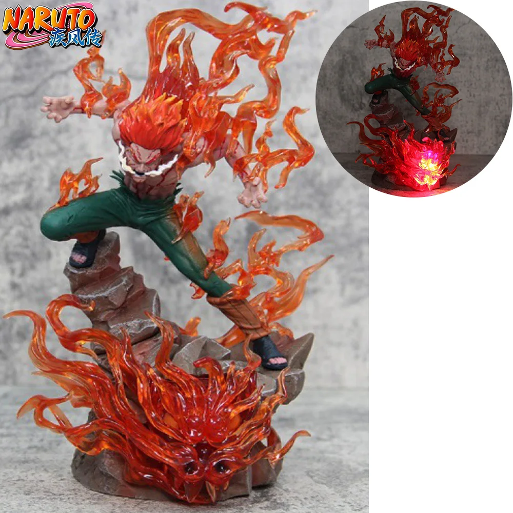 Naruto Might Guy GK Anime Figura - Modelo Luminoso Ninja de Dez Anos, Ornamento de Mesa Brinquedo Colecionável para Menino Presente de Natal para Fãs