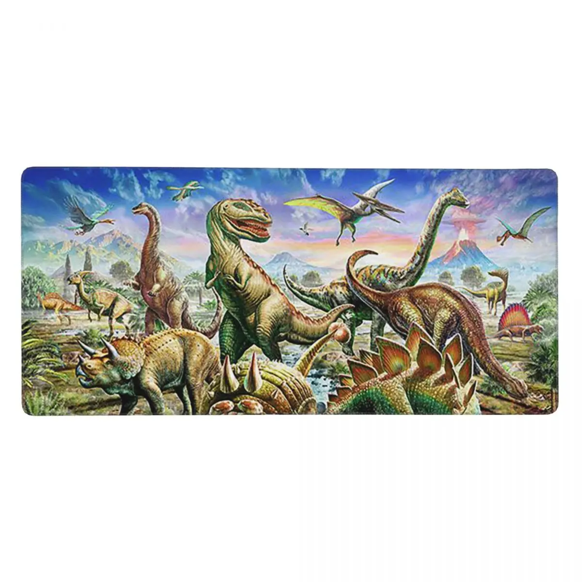 Dinosaur Scene In Landscape Pattern Large Mouse Pad Computer Keyboard Mouse Mat Gaming PC Laptop Desk Mat Office Table Mats