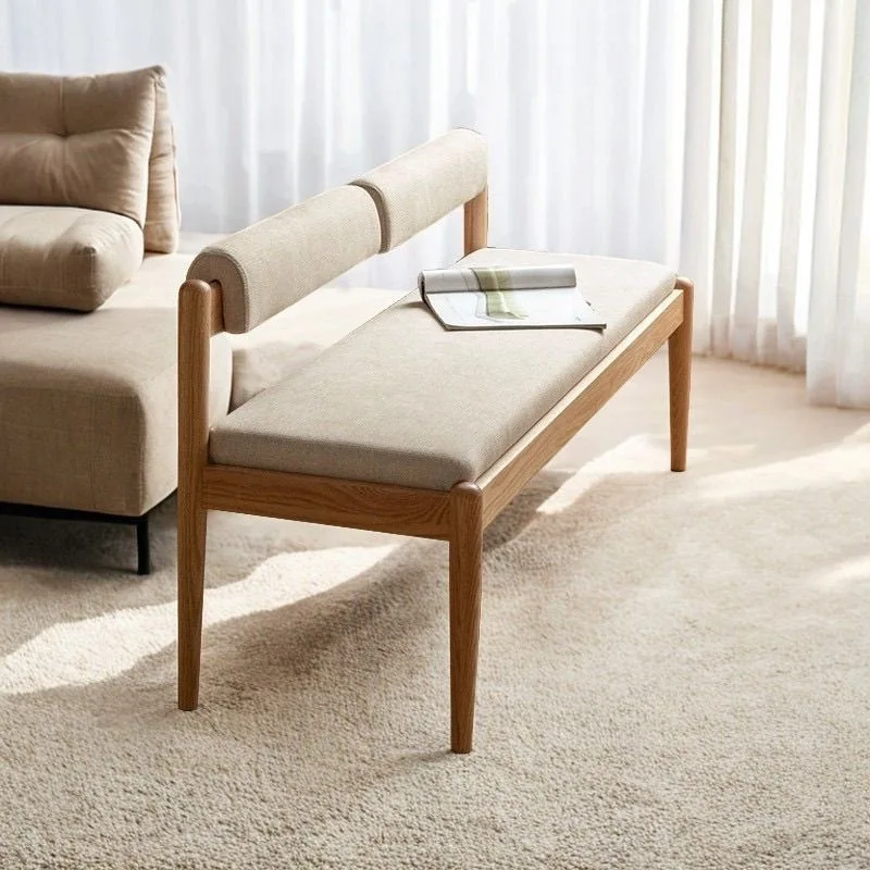 

Bench, minimalist, oak, soft bag, Nordic, home, restaurant, backrest