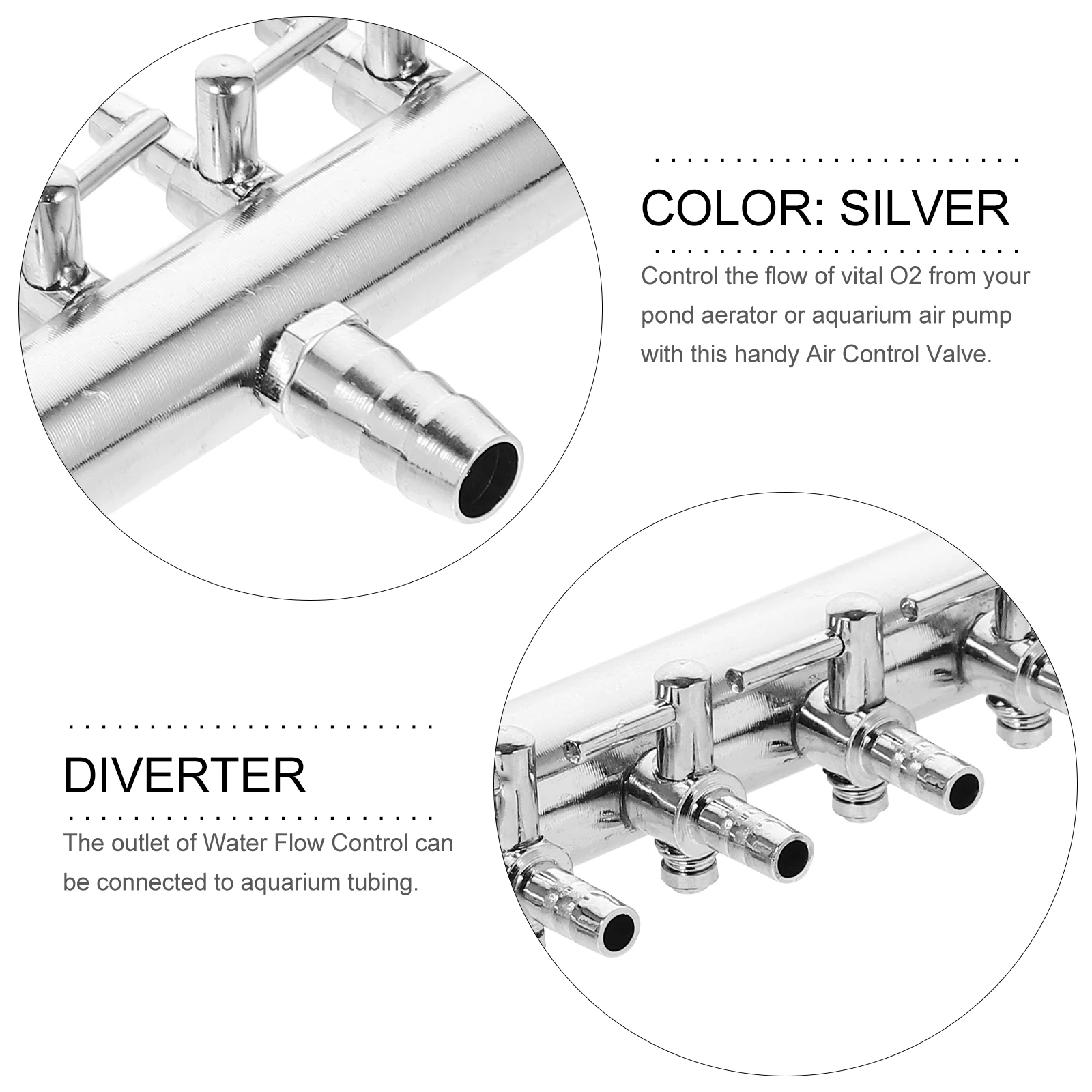 

Stainless Steel Aquarium Air Pump Valve 10 Way Manifold Splitter for Fish Tank Adjustable Lever 8 to 4mm Outlet Silver
