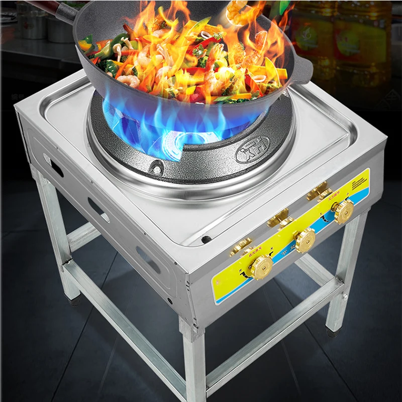 42KW Fire Stove Commercial Single Medium High Pressure Frying Anti-blocking Mute Energy Saving Stove Gas Cooker with Oven