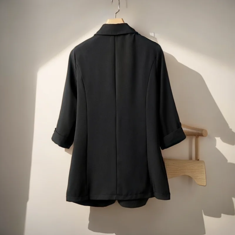 

Blazers Womans Elegant Coat Knitted Womens Boyfriend Brunch Social Scallop Edge Trim Heart Design Hollow Back Breathable Elastic