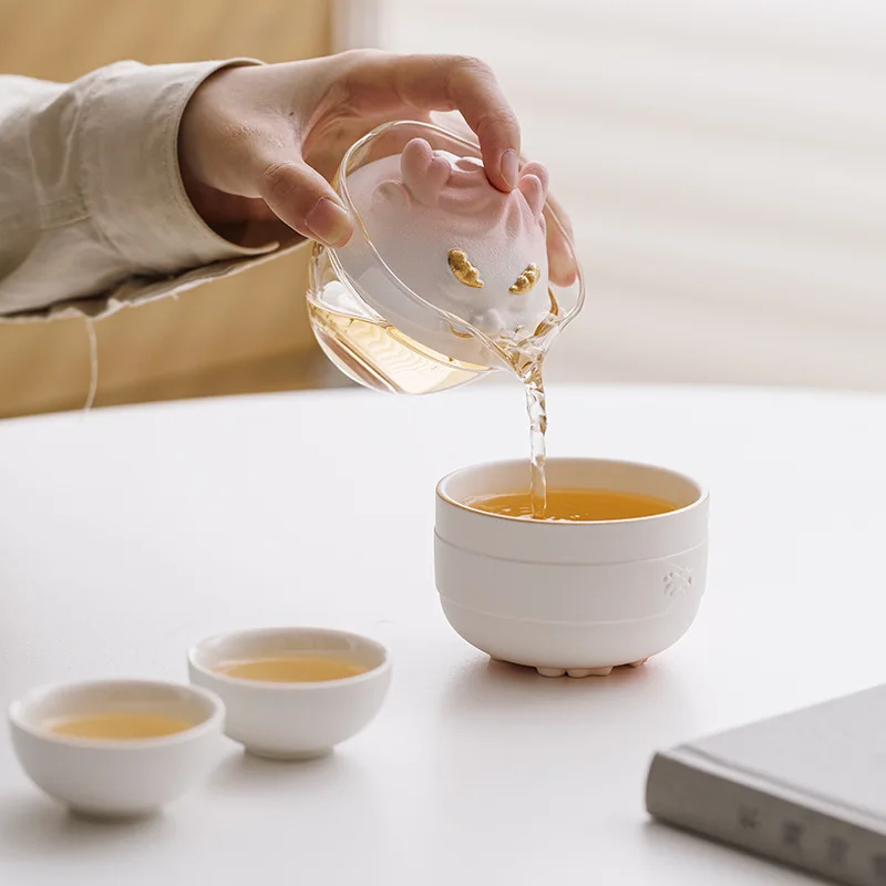 Thriving Xiaolongbao Travel Tea Set Portable Express Cup Museum University Conference Opening Merchandise Souvenir