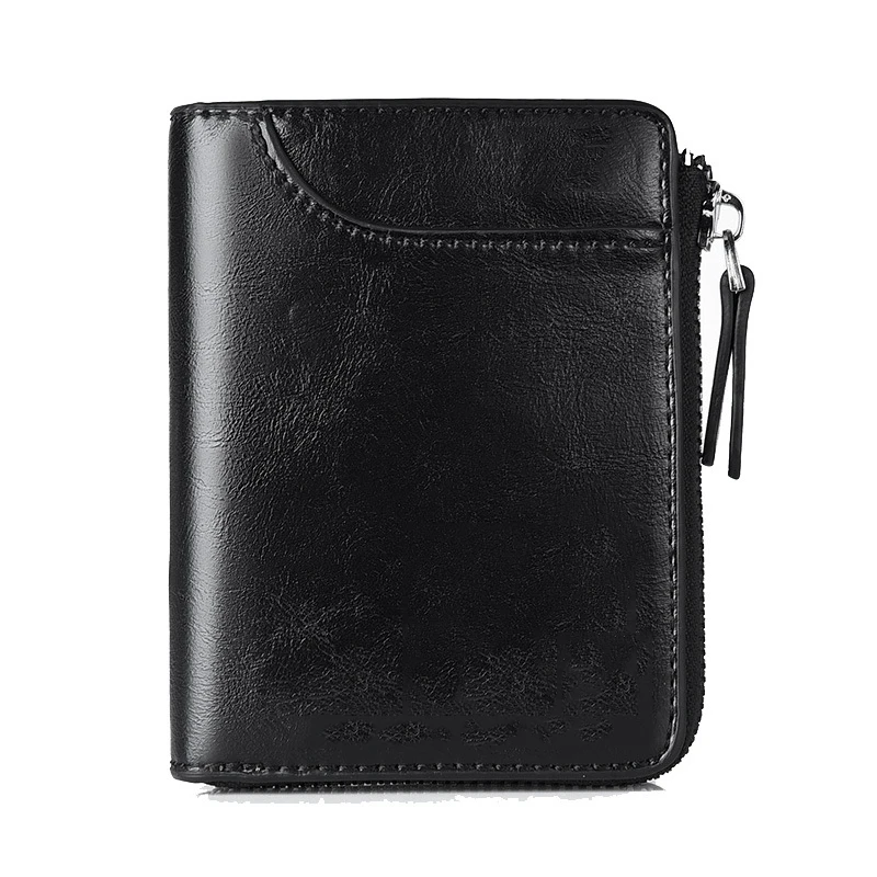 Men's Leather Wallet RFID Anti Theft Male Business Card Holder Man Money Bag Purse Zipper Wallet for Men and women