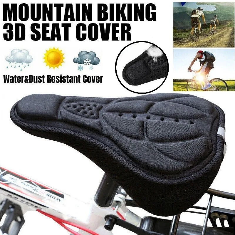 3D Padded Silicone Bicycle Seat Bike Saddle Breathable Soft Thickened Mountain Cushion Comfortable Cycling Gel Pad Seat Cover