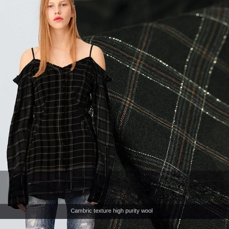 

Шерстяная ткань, классическая клетчатая яркая льняная ткань, камвольная льняная текстура, весенне-осенний костюм, брюки, ткань, брендовая модная дизайнерская ткань