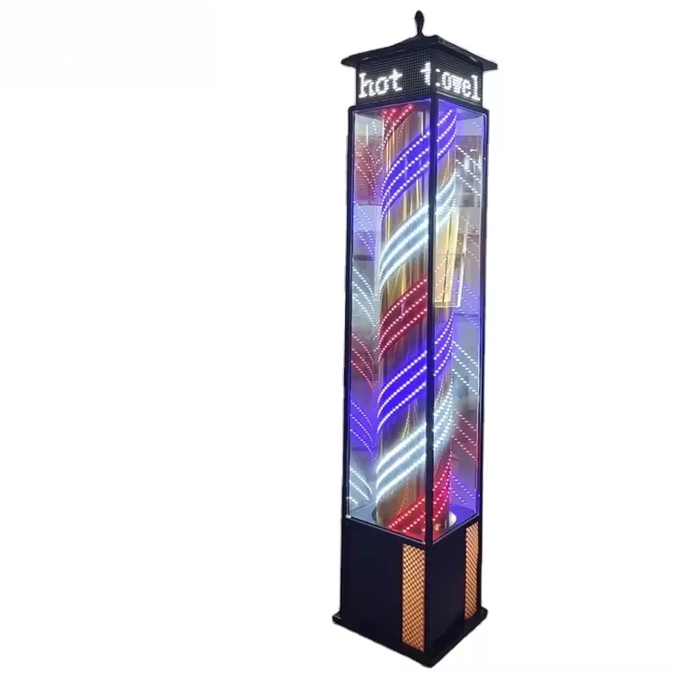 Luxury Barber Shop Logo Salon Vintage Large Size Rotary Light Emitting Diode Signal Light Glass Barber Bar For Sale