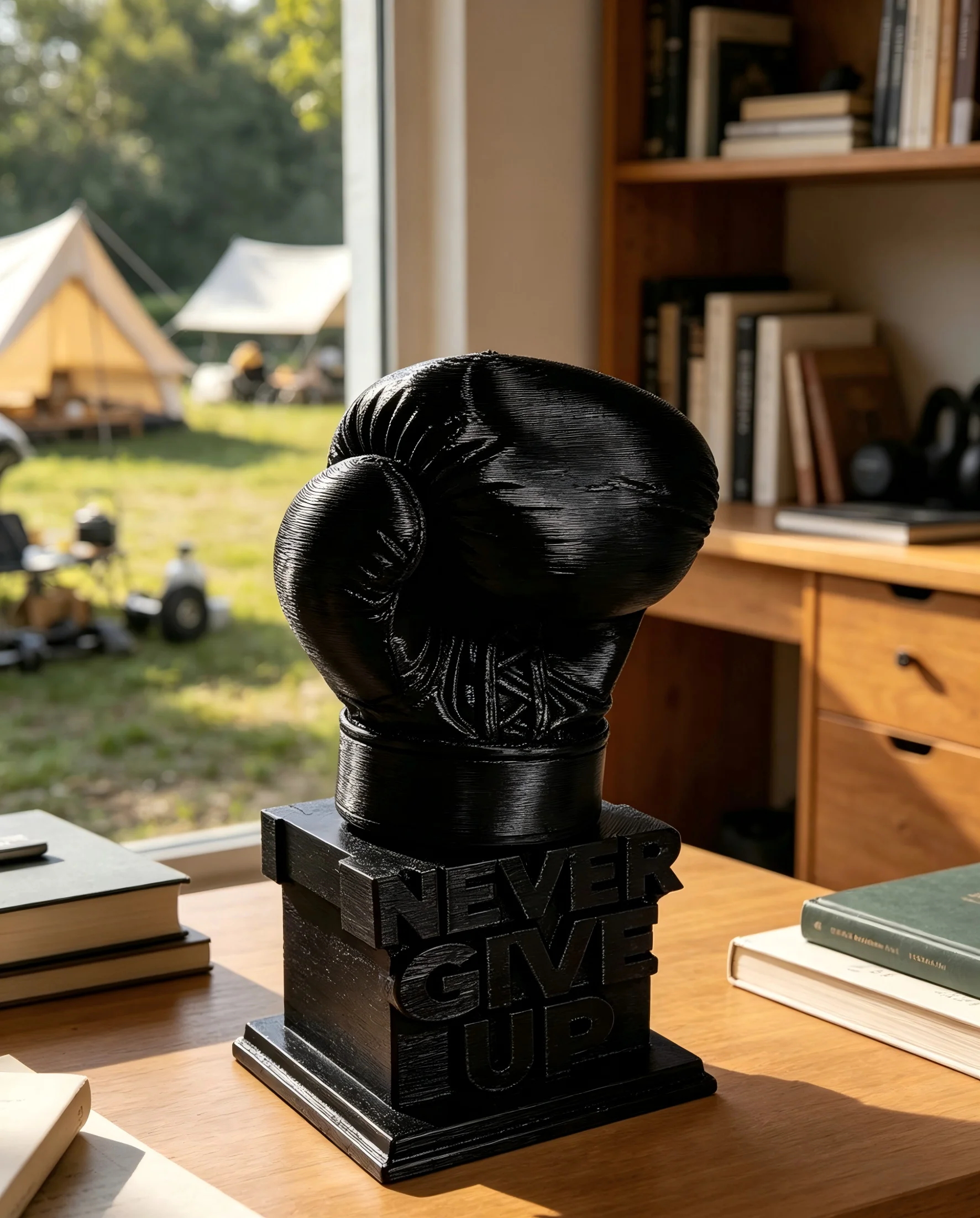 3D Printed Boxing Glove Statue NEVER GIVE UP Motivational Desk Ornament 4 Colors  Sports Figurine Home Office Gym Gift for Boxer