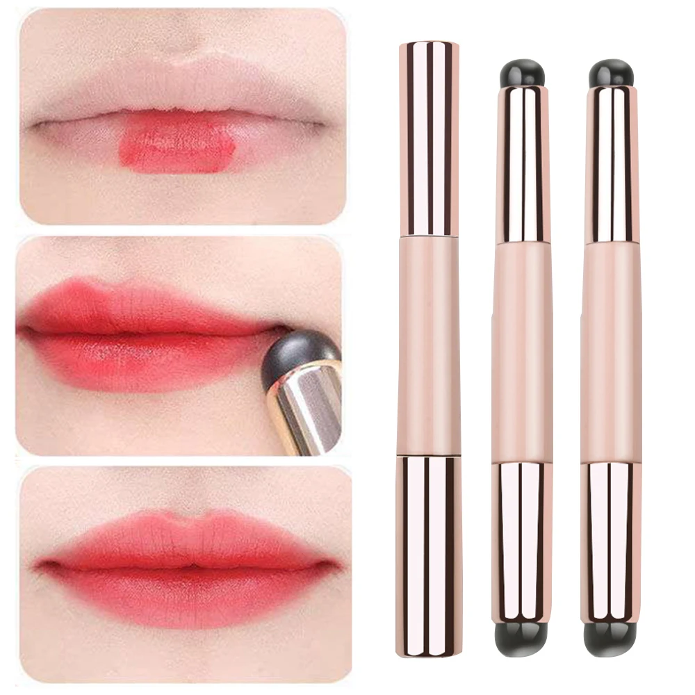 Silicone Lip Brush Double-ended Design Q Soft Lipstick Applicator Natural Look Concealer Smudge Brush Beauty Makeup Tool