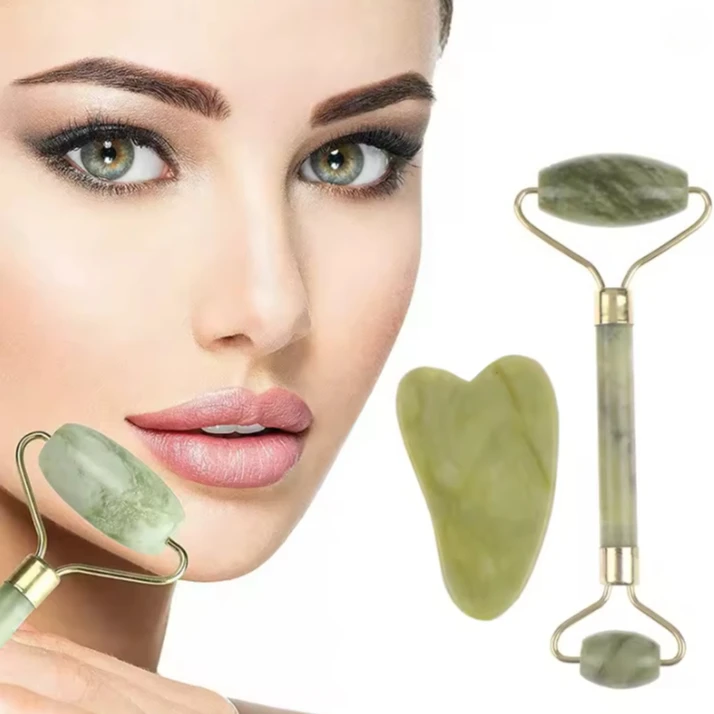 หยกธรรมชาติ Roller เครื่องนวดหน้า Face Roller ยกกระชับผิวหน้า Anti-wrinkle Gua Sha หินหยกนวดหน้า Beauty Skin Care เครื่องมือ