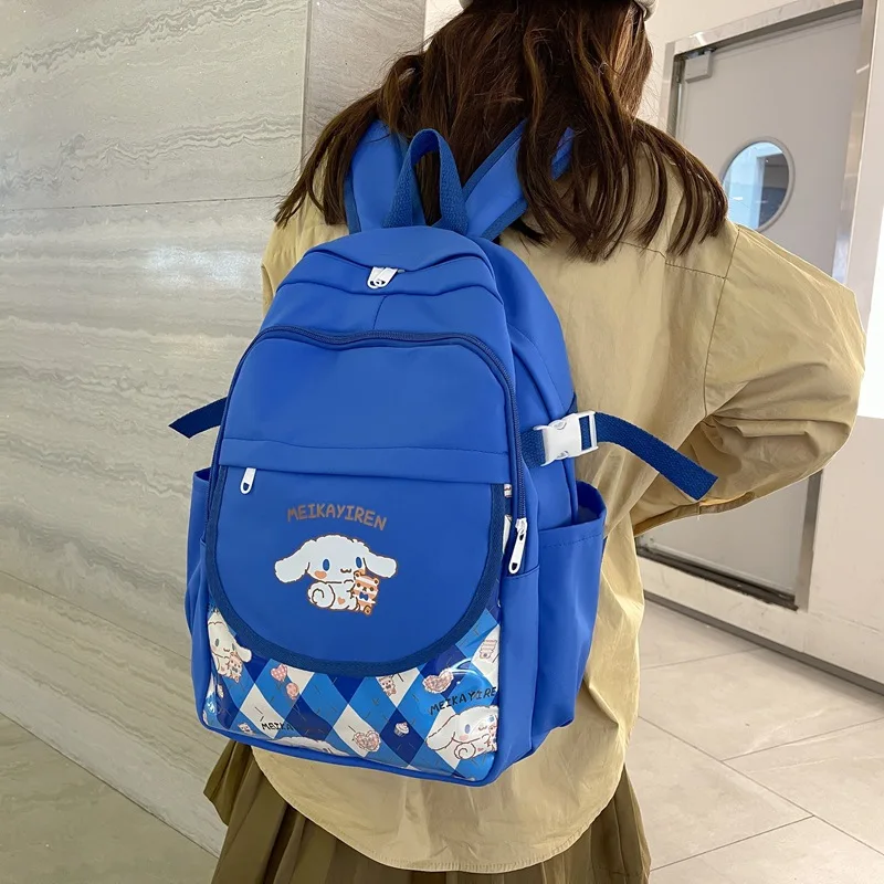 Mochila impermeable Sanrio Cinnamoroll de gran capacidad para niña, Bolsa Escolar Kawaii, bolsa de viaje de Anime para mujer, bolsa de moda para regalo