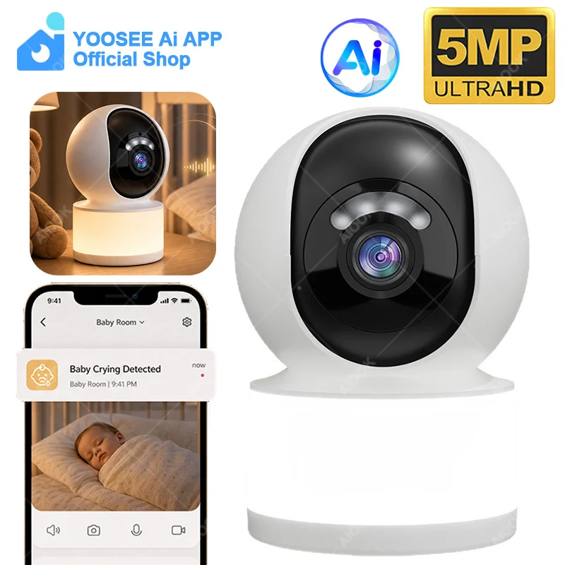 

YOOSEE Ai APP 2in1 Light Camera HD 5MP 5G WIFI Baby Camera Cry Detection Pet Detection Night Vision Two-way Intercom Pet Camera