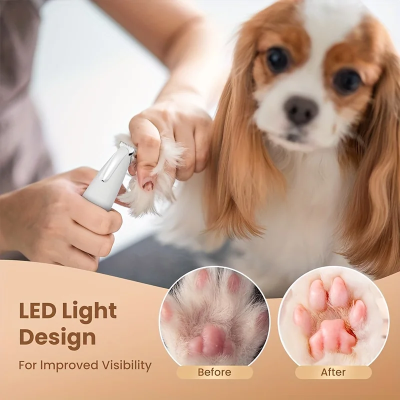 LED-Hundepfoten-Trimmer mit 18mm Breiter Klinge und Lichtanzeige, Vollständig Wasserdichte Tierpflege-Schermaschine, Sicher in der Anwendung – Detail 4