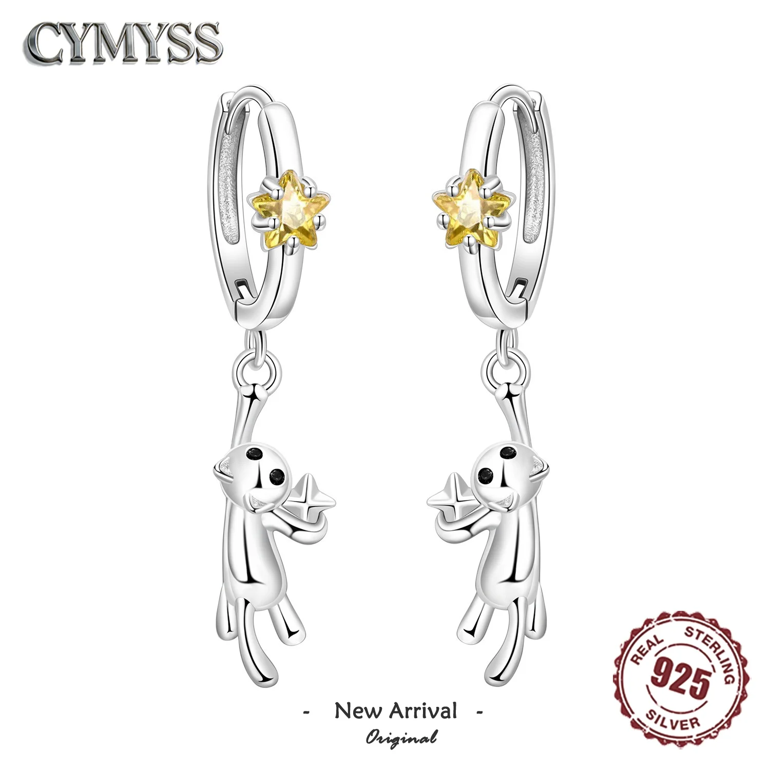 NEUES Original-Design aus 925er-Sterlingsilber, niedliches Haustier, sternförmige Katze, Ohrringe, Schmuck, Damenmode, Party, Geburtstag, Geschenk, Ohrschlaufen