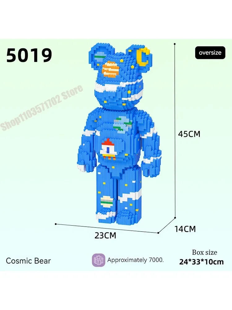 

New Bearbrick Net Red DIY Love Violent Bear Building Blocks 78CM With Light MOC Decoration Bear Bricks Toys for Girlfriend Gifts