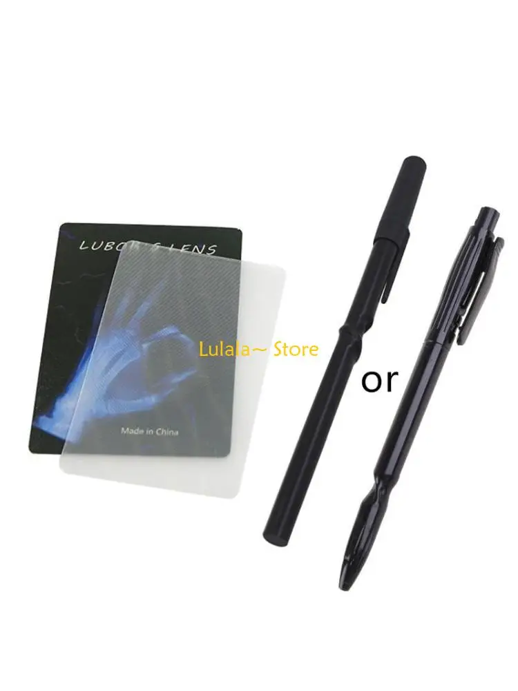 Y4QA LUBORS LENS Card Magical Pencil Close Up Magics Distortion Pen Practical Joke Set Stage Performance Pocket Toy for Adult