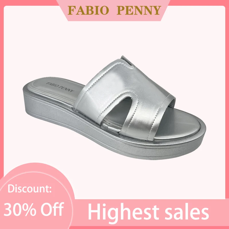 New brand design high-end fashion trend outdoor anti-slip wear bright thick soled women's slippers