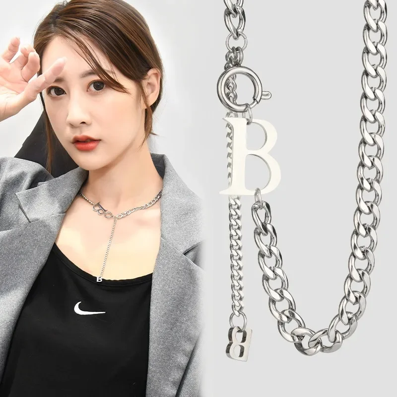 Совершенно новое ожерелье из титановой стали, ожерелье с буквой B, женская цепочка для свитера в стиле хип-хоп, цепочка на ключицу