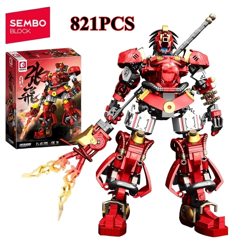 

SEMBO Zhang Fei Mech Robot Assembles Building Blocks Three Kingdoms Guan Yu Mech Action Model Ornament Boy Assembles Toys Gift