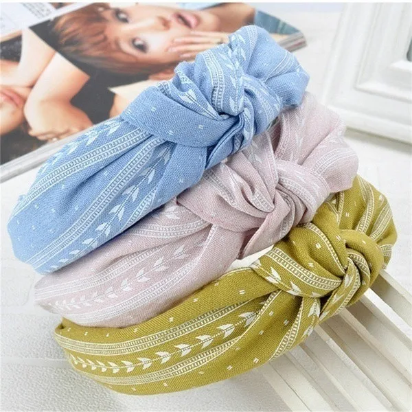 Elegant Knotted Leaf Wide Hairband Girls Fabric Headband Ladies Hair Accessories Band Hoop Beach