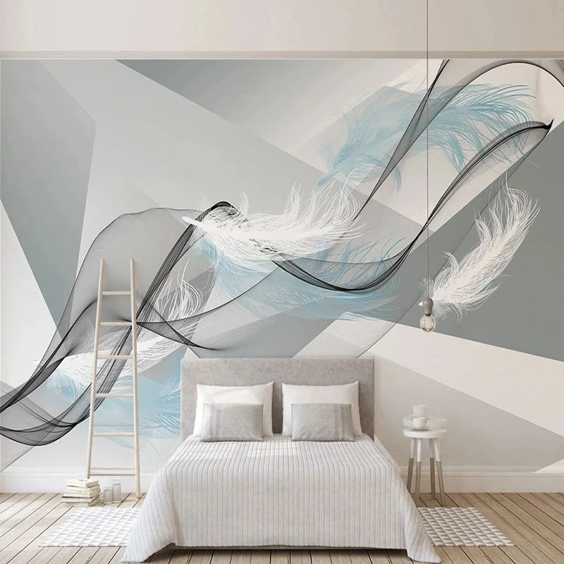 Customized Mural Wallpaper Geometric Watercolor Feather Abstract Art Living room sofa TV background wall bedroom restaurant 8d