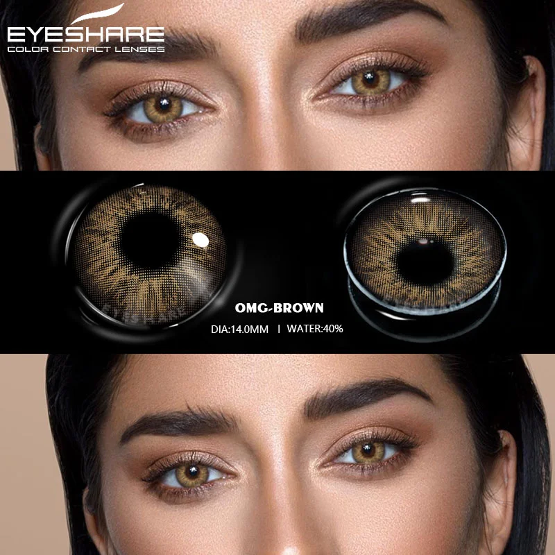 EYESHARE 1Pair Myopia Lens Contact Lenses Eyes Colored Contacts with Degree Brown Lenses Gray Eye Lenses Yearly Nature Soft Lens