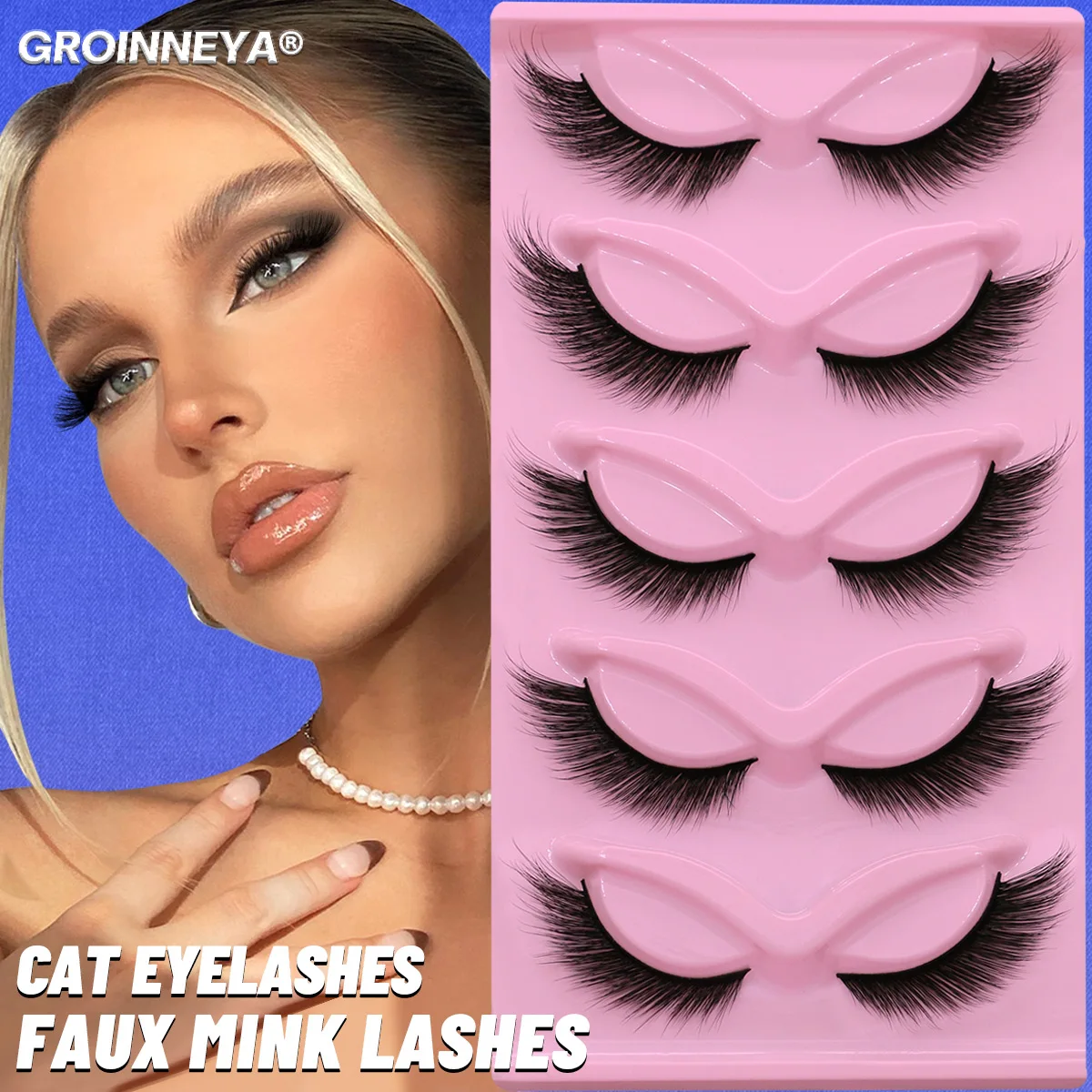 New Cat Eye Lashes Mink Eyelashes 3D Curl Winged Natural Realistic Messy End Eye Elongated Thick False Eyelashes Soft Fake Lashe