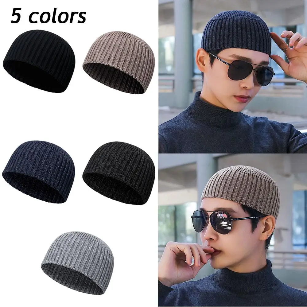 مرونة البطيخ قبعة قبعة الرياضة في الهواء الطلق يندبروف التزلج قبعة محبوك Brimless قبعة خمر بلون الحياكة الغزل قبة قبعة #4