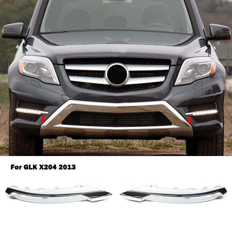 

A2048853574 A2048853674 For Mercedes Benz GLK X204 Front Bumper Left Right Fog DRL Light Chrome Trim Molding