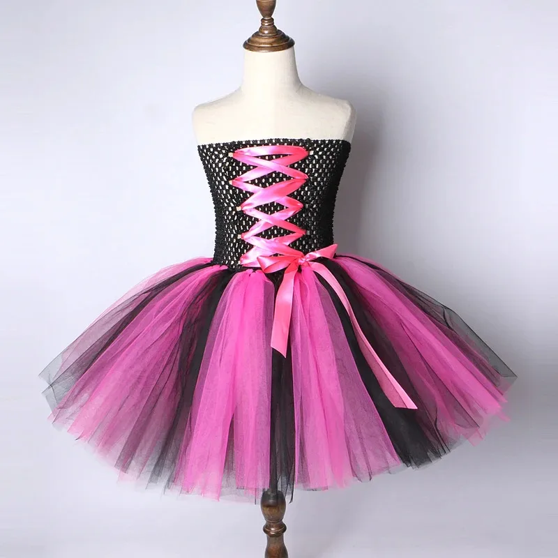 AD1 สีชมพูร้อนสีดําชุดโจรสลัดสําหรับสาวคริสต์มาสฮาโลวีน Tutu ชุดเด็ก Carnival Party แฟนซีชุดหน้ากาก 5 @ rD ~