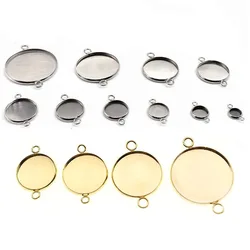 20Pcs Stainless Steel Cabochon Base Charms Connectors 6 8 10 12 14 16 20 25 30mm for Earrings Pendants Tray Diy Jewelry Making