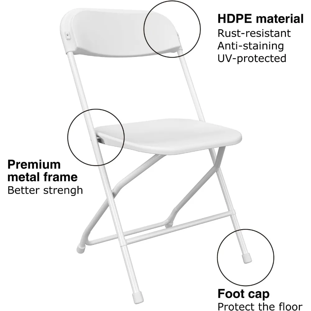 10 Pack White Folding Chairs, Portable Party Chairs,Plastic Folding Chair,Stackable Commercial Seats with Steel Frame for Office image 4