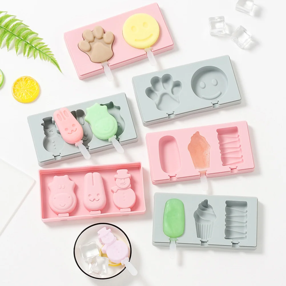 

2Pcs Ice Cream Mold Silicone DIY Maker for Home Use Reusable Bpa Free Easy Clean with Lid Assorted Colors