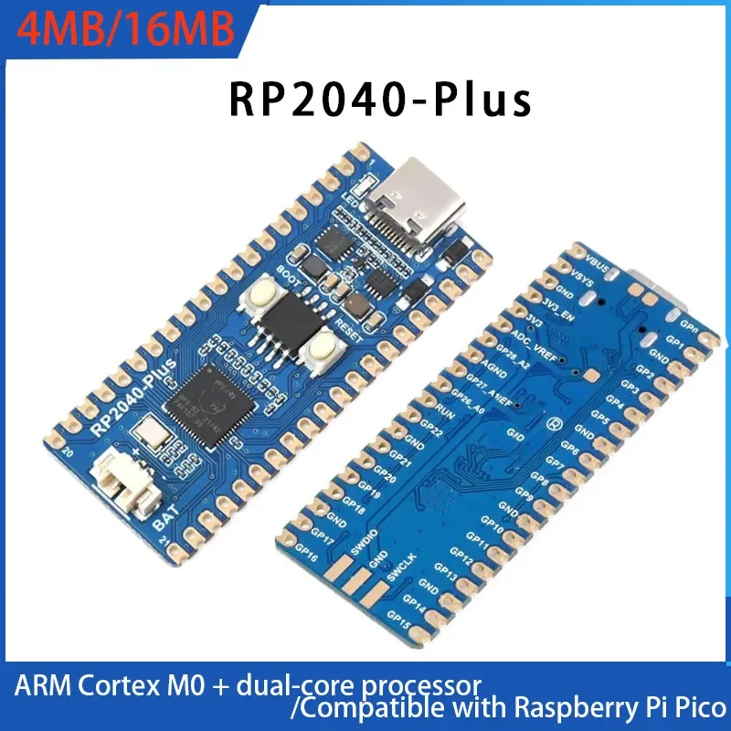 

Raspberry Pi Pico RP2040-Plus Developmend Board 4Mb/16Mb Flash a Pico-like Microcontroller MCU Based on Raspberry Pi Pico