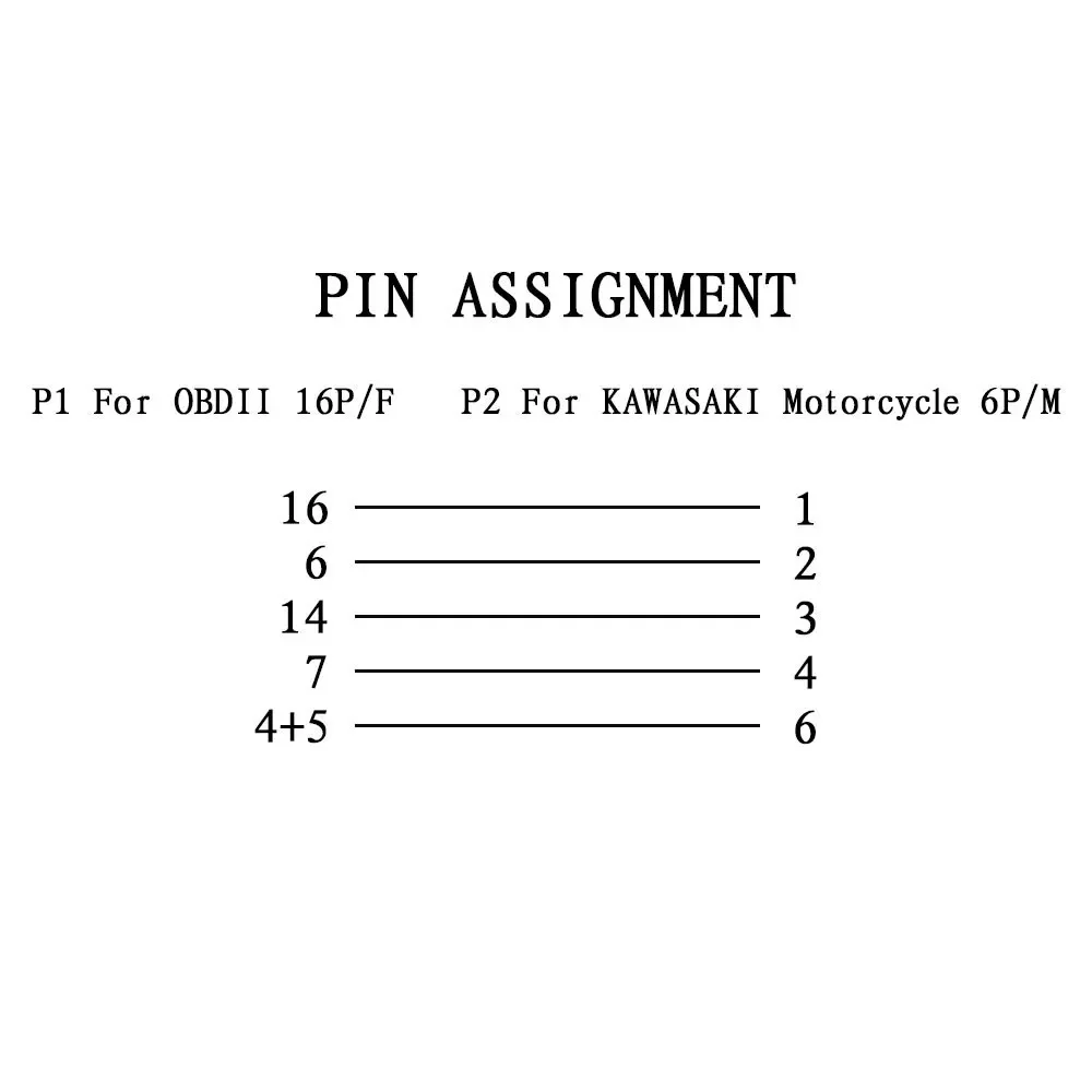 New OBD Motorcycle Cable 6 Pin Plug Cable Diagnostic Cable for Kawasaki 6Pin to OBD2 16 pin Adapter