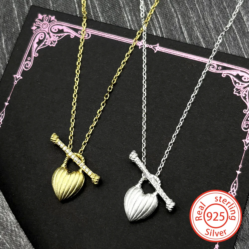 

Ожерелье-цепочка из стерлингового серебра 925 пробы с цирконами и подвеской в виде сердца-замка для женщин и девушек, позолоченная цепочка на ключицу, изысканное ювелирное украшение для пары, подарок